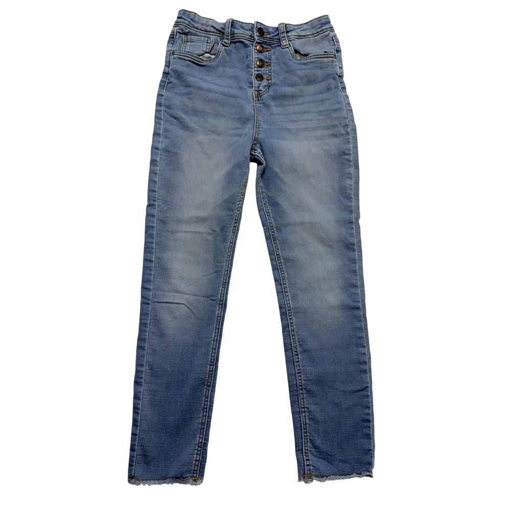 True Craft Jeans Womens 10 Blue Light Wash High Rise Jegging Raw Hem‎ Stretch